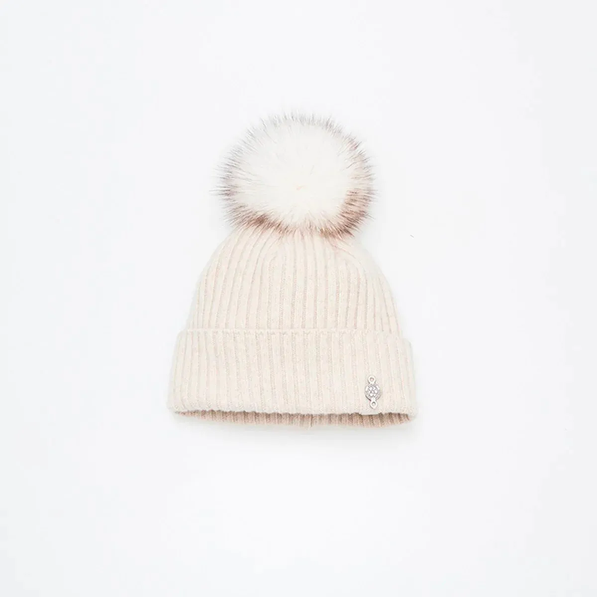 Recycled Cashmere Beanie with Upcycled Fur Pom - Harricana.