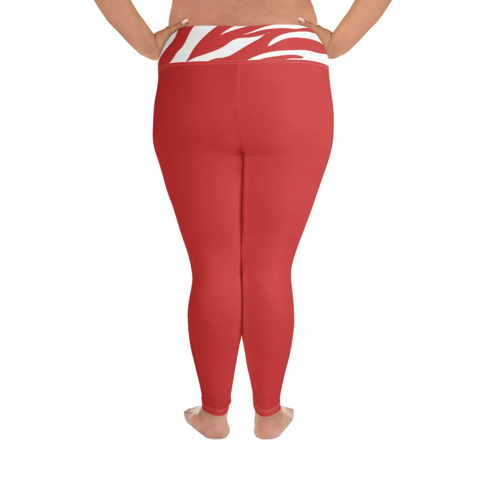 Red and White Zebra Plus Size Leggings