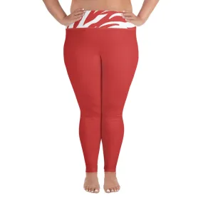 Red and White Zebra Plus Size Leggings