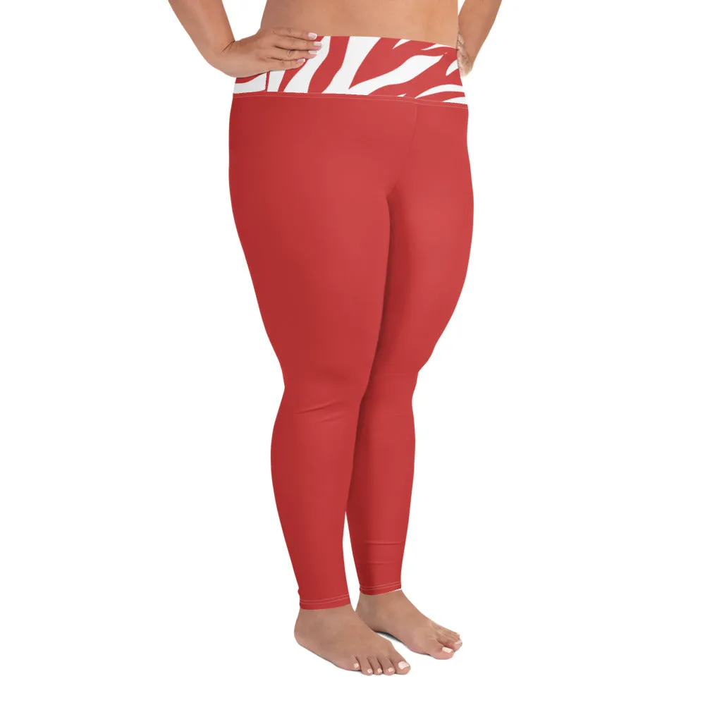 Red and White Zebra Plus Size Leggings