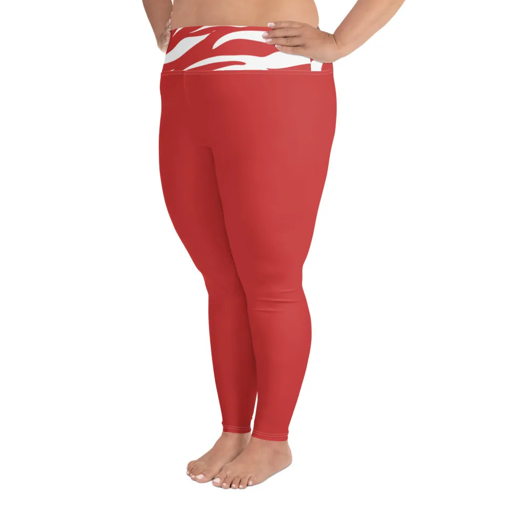 Red and White Zebra Plus Size Leggings