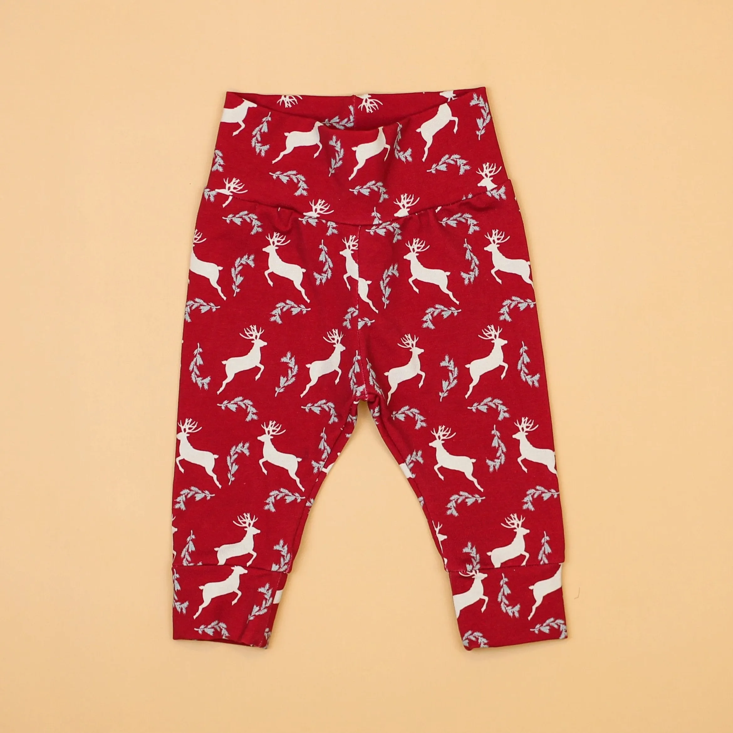 Red Leggings with Deer Print