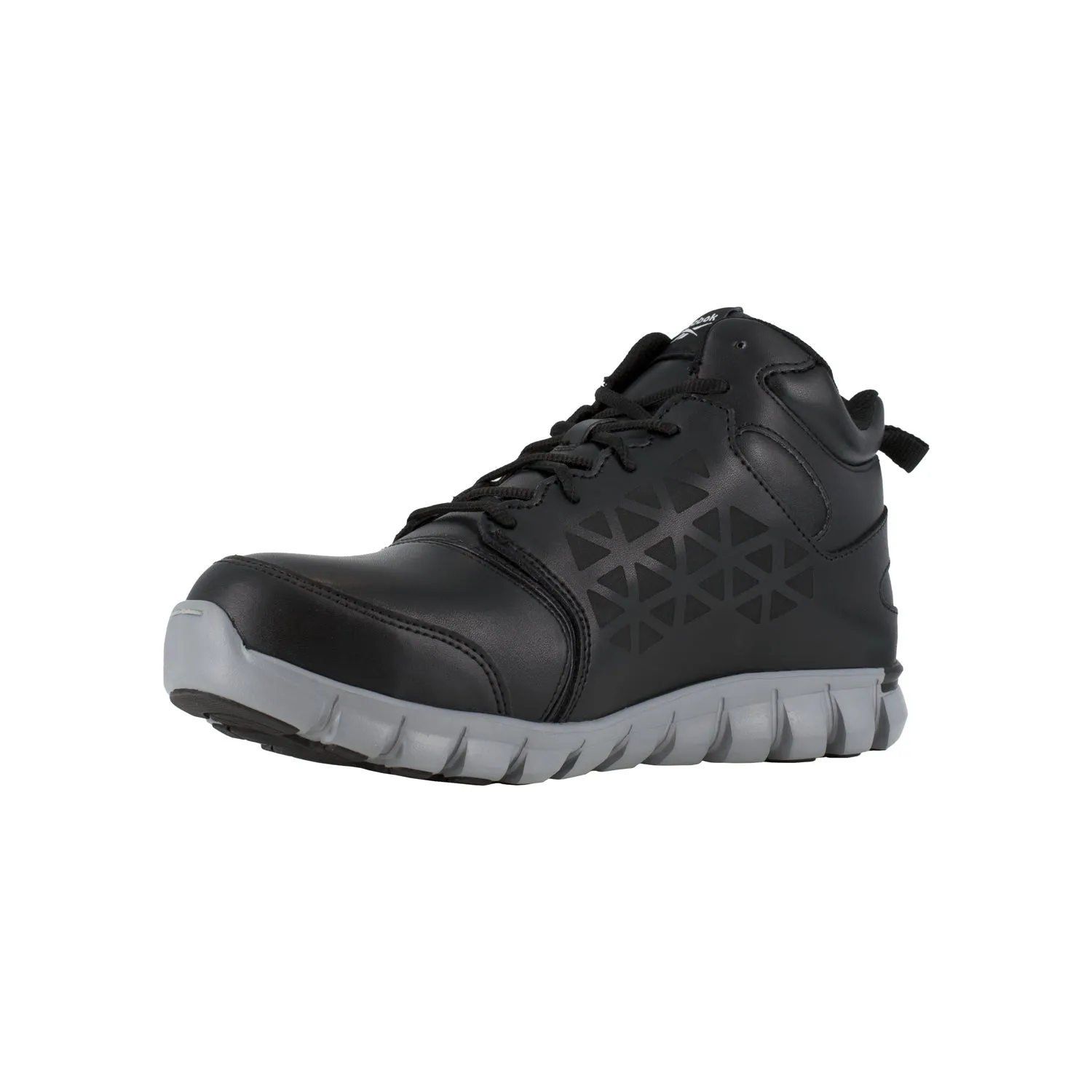 Reebok Men's Black Leather Work Boots with Athletic Mid Cut and Met Guard