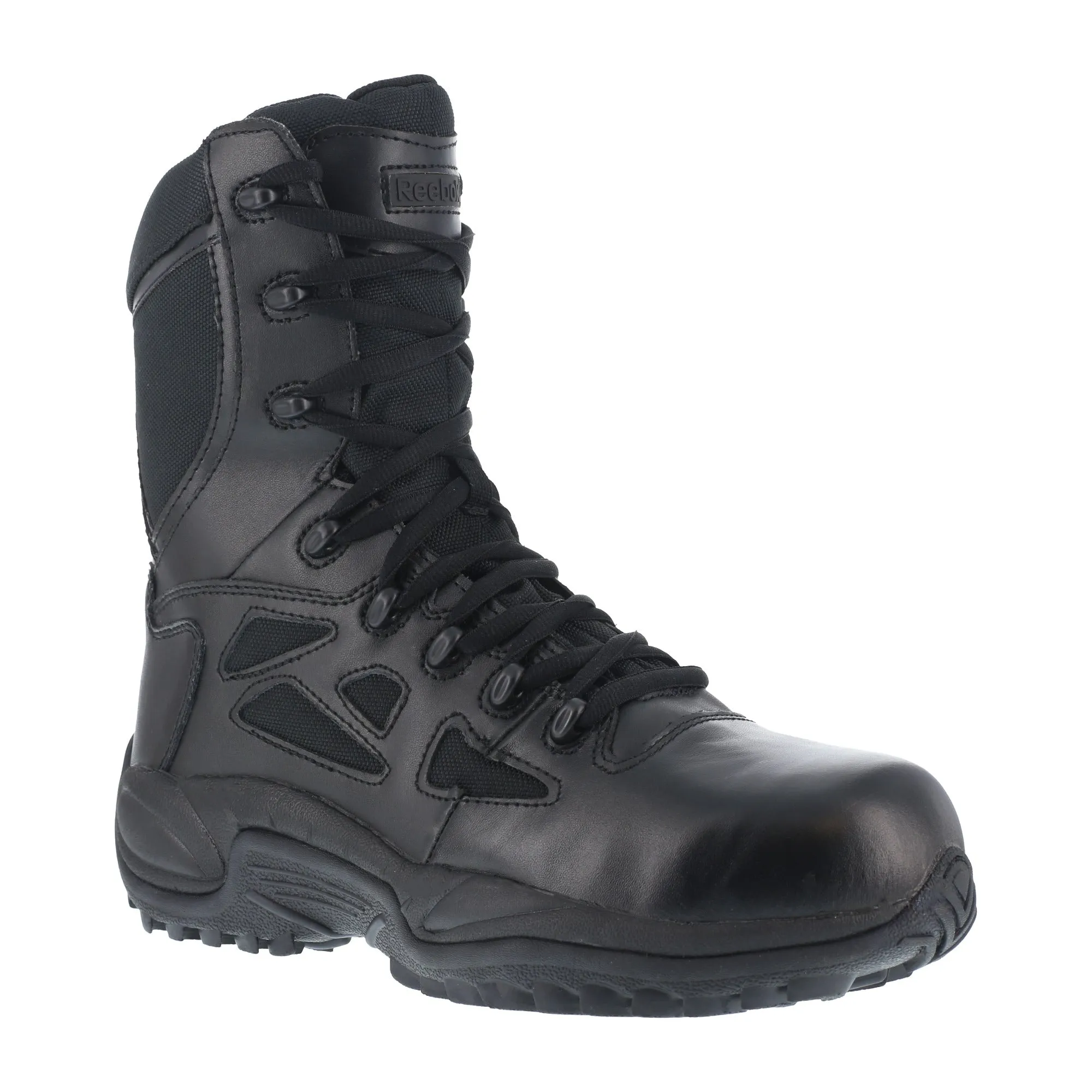 Reebok Women's Black Leather Work Boots - Rapid Response Zip 8