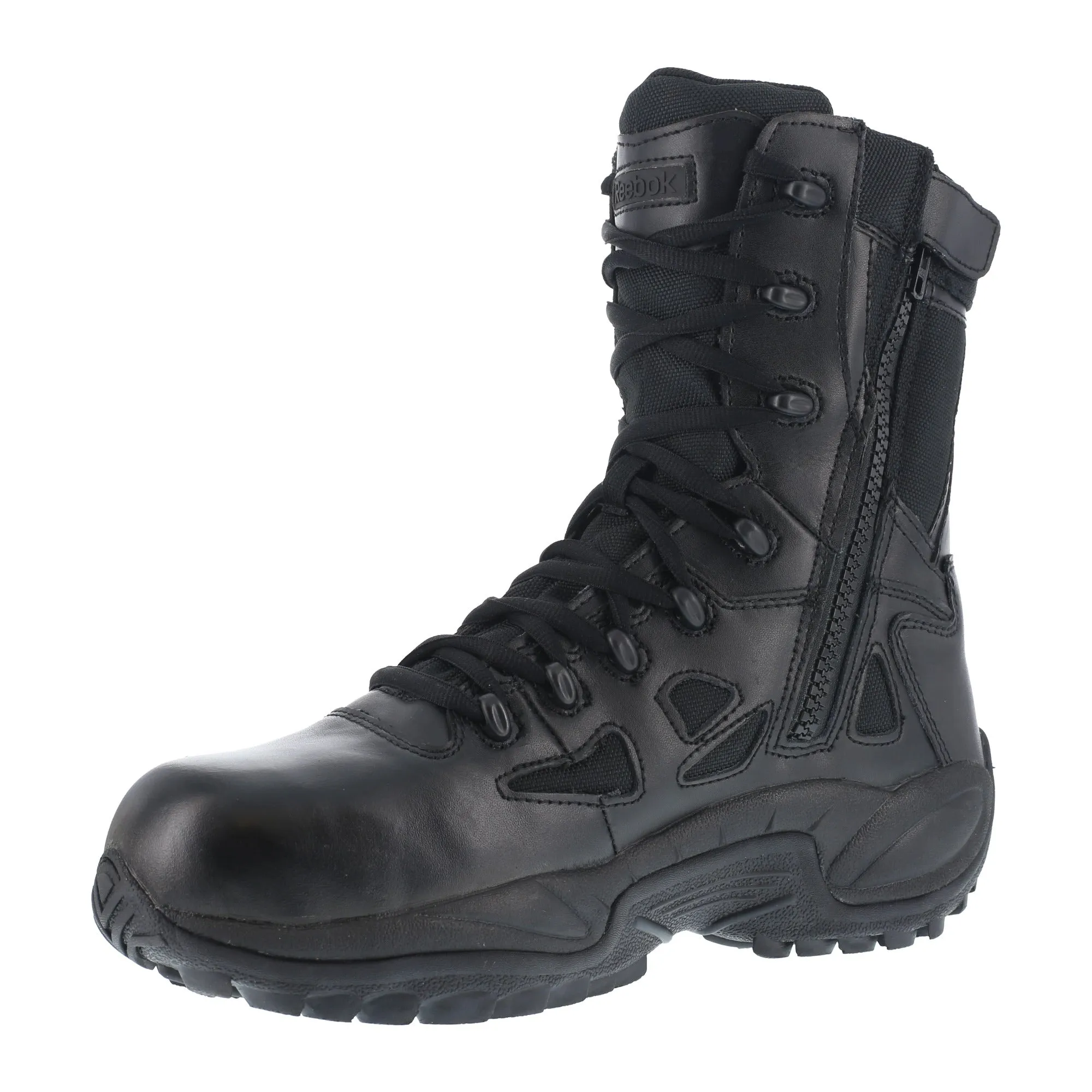 Reebok Women's Black Leather Work Boots - Rapid Response Zip 8