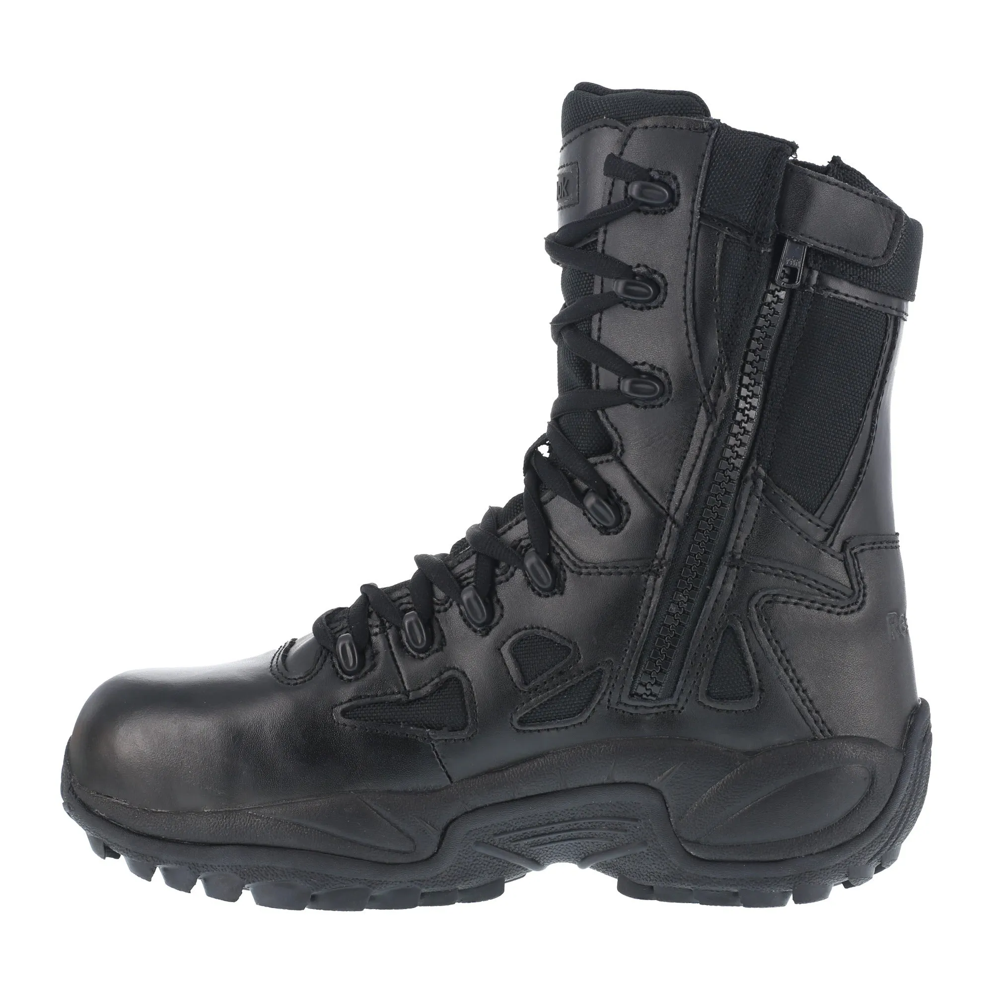 Reebok Women's Black Leather Work Boots - Rapid Response Zip 8