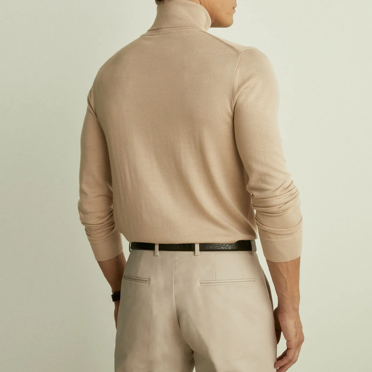 REISS Beige Caine Roll Neck Sweater