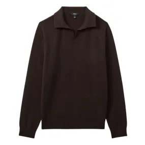 REISS Brown Grange Open Collar Sweater