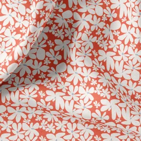 Retro Floral Print Linen Fabric By The Yard or Meter - Retro Funky Flowers for Clothing, Bedding, Curtains & Upholstery