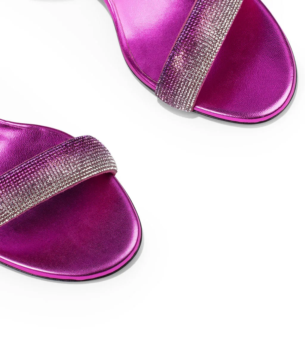 Rhinestones fuchsia nappa leather sandals