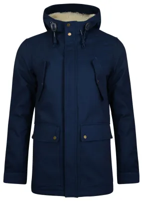 Navy Ringspun Tondor Long Hooded Borg Lined Jacket