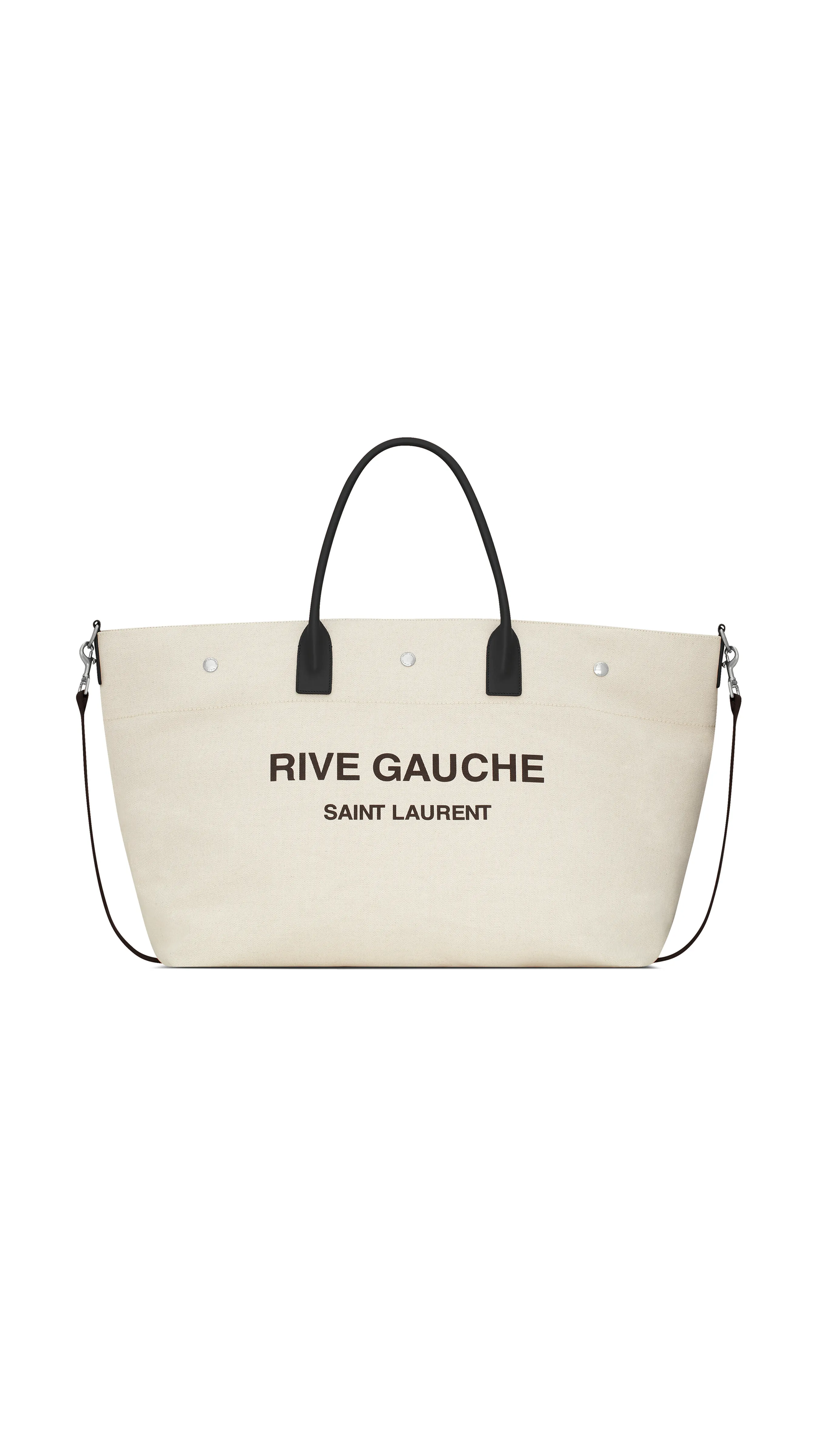 Grege Et Noir Maxi Canvas and Leather Shopping Bag by Rive Gauche