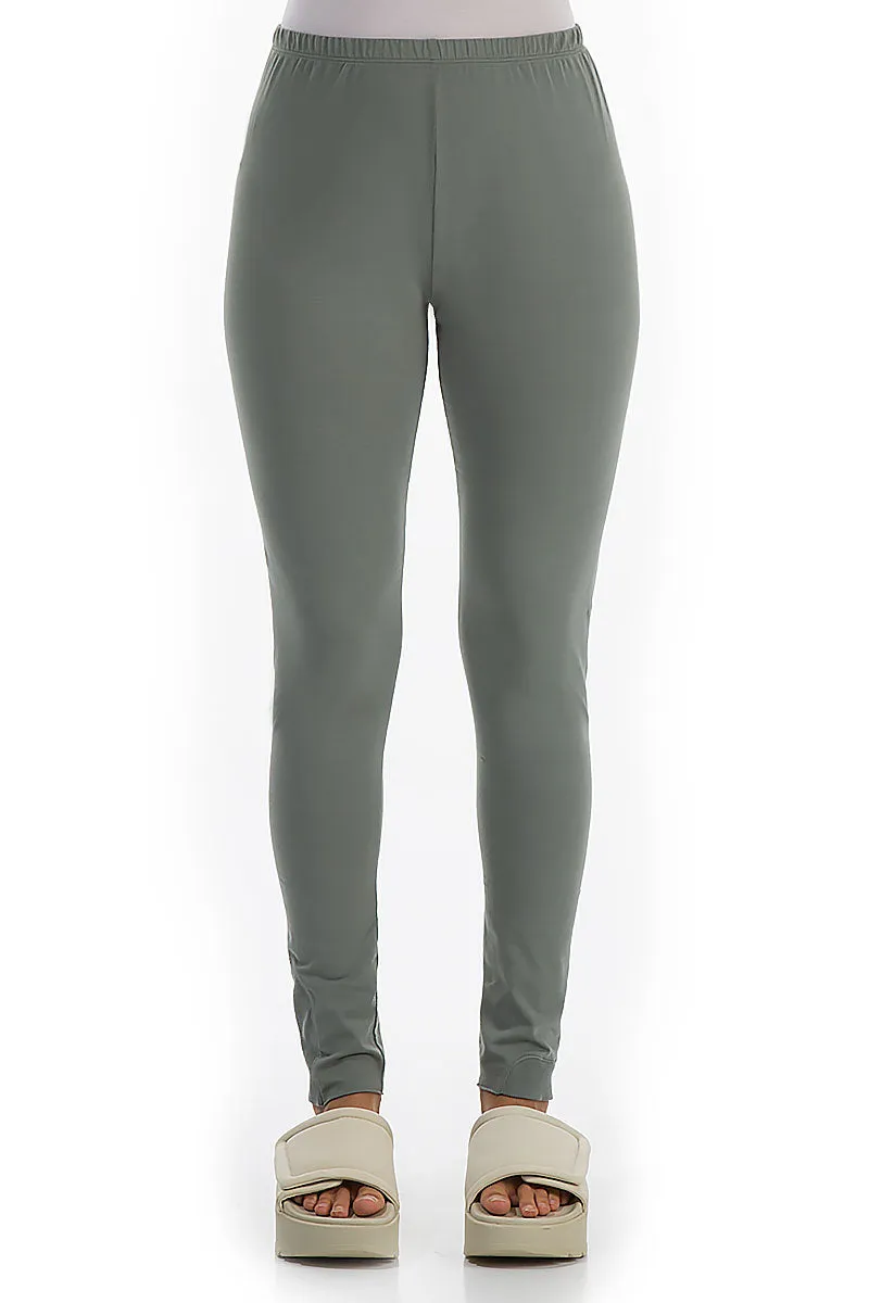 Sage Green Stretch Cotton Leggings with Flexi Edge.