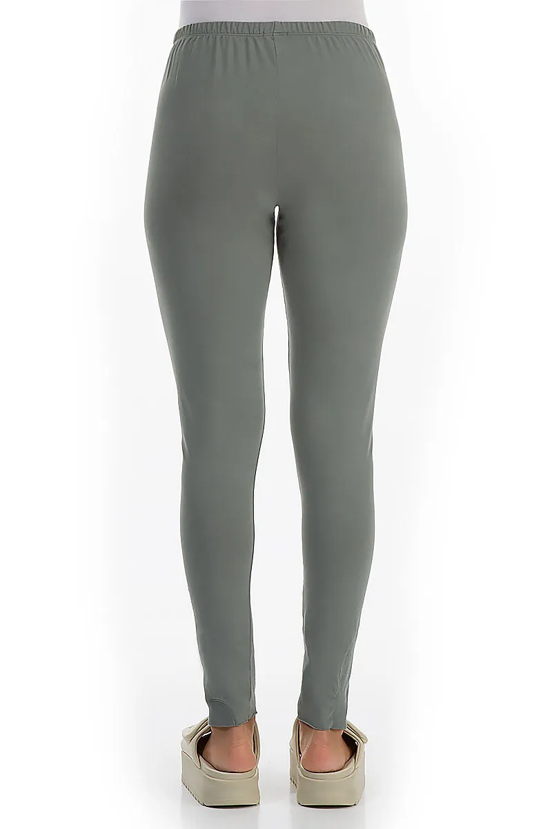 Sage Green Stretch Cotton Leggings with Flexi Edge.