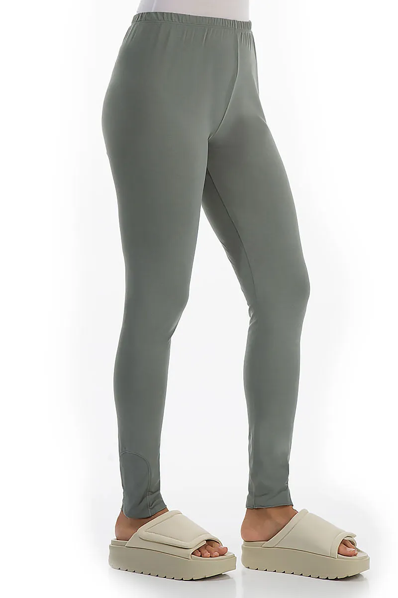 Sage Green Stretch Cotton Leggings with Flexi Edge.