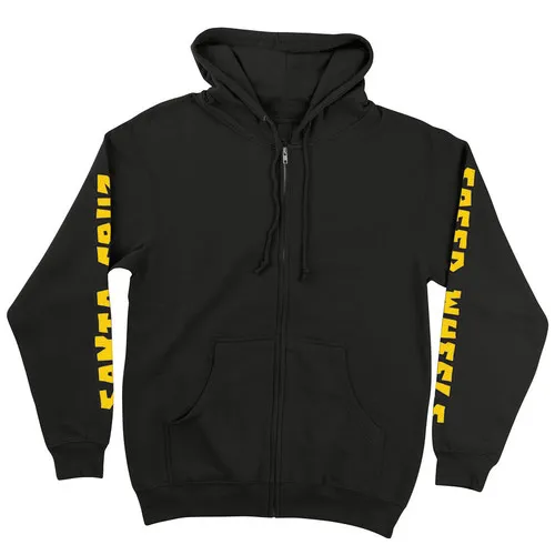 Santa Cruz Skateboards Black Hoody with Speed Wheels Skull Zip.