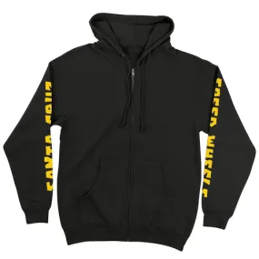 Santa Cruz Skateboards Black Hoody with Speed Wheels Skull Zip.