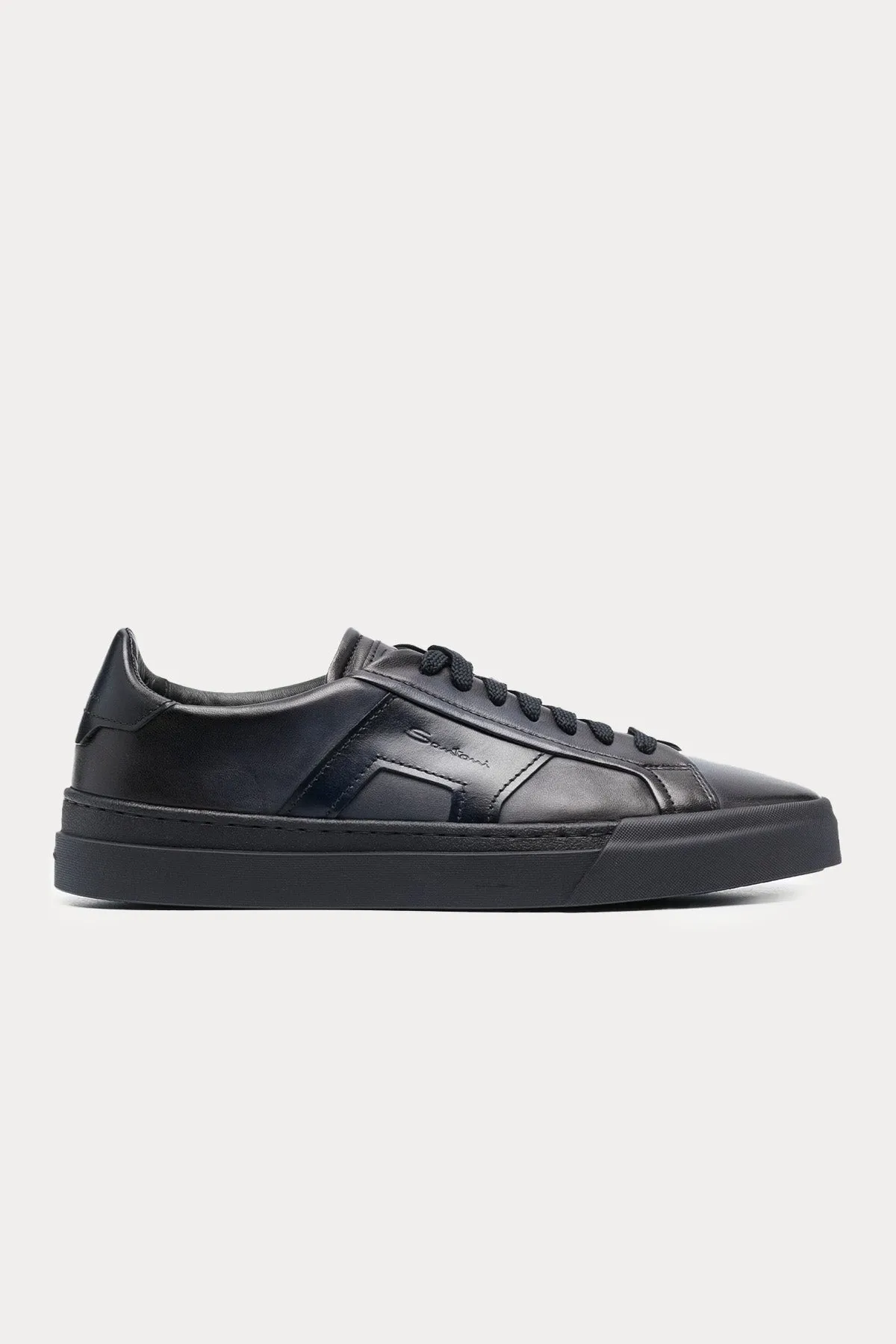 Santoni Double Buckle Leather Sneaker Shoes