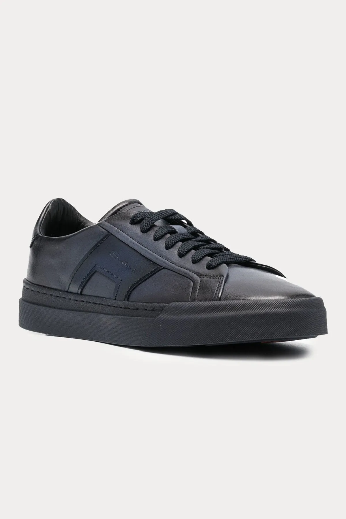 Santoni Double Buckle Leather Sneaker Shoes