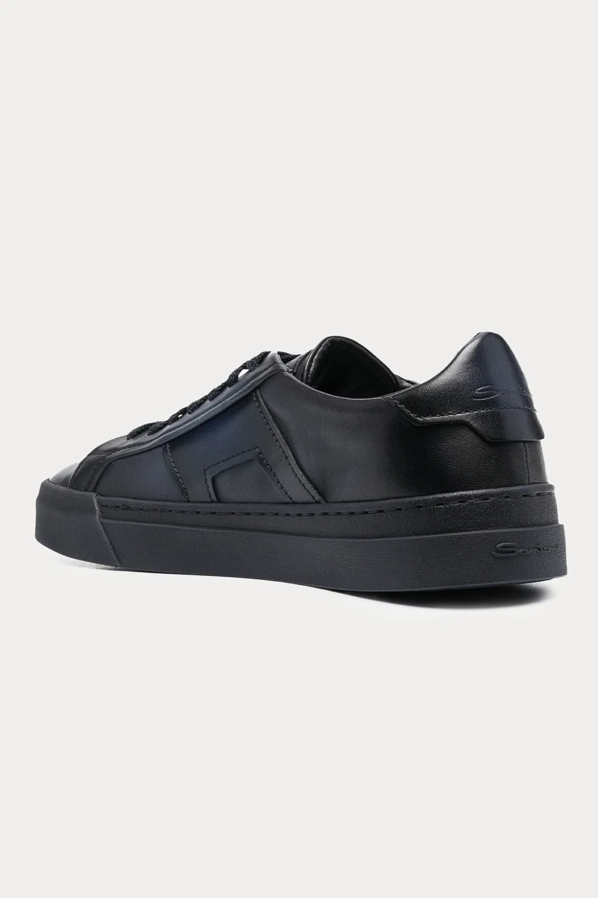 Santoni Double Buckle Leather Sneaker Shoes