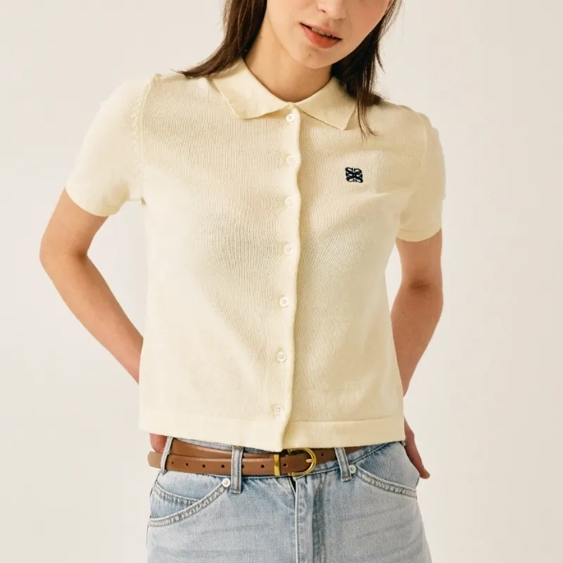 SATUR Cardigans | Street Style Plain Cotton Short Sleeves Logo