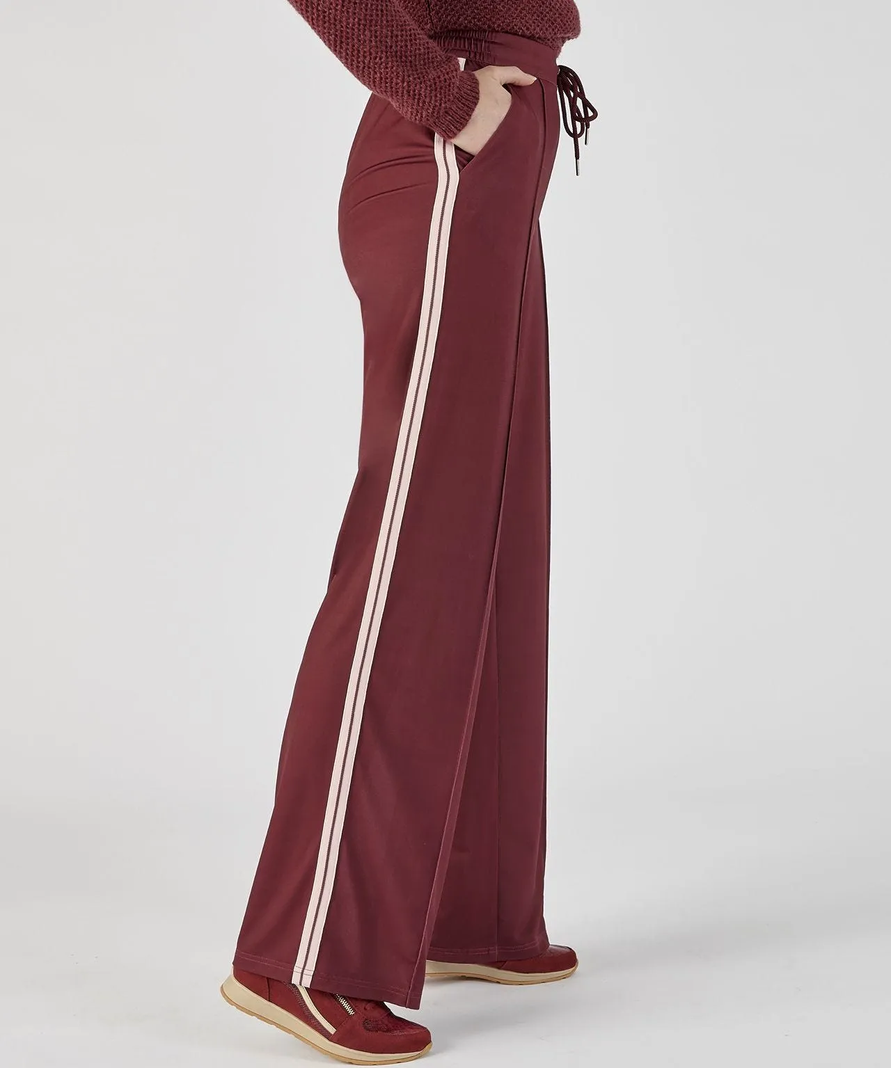 Side Striped Wide-Leg Pants