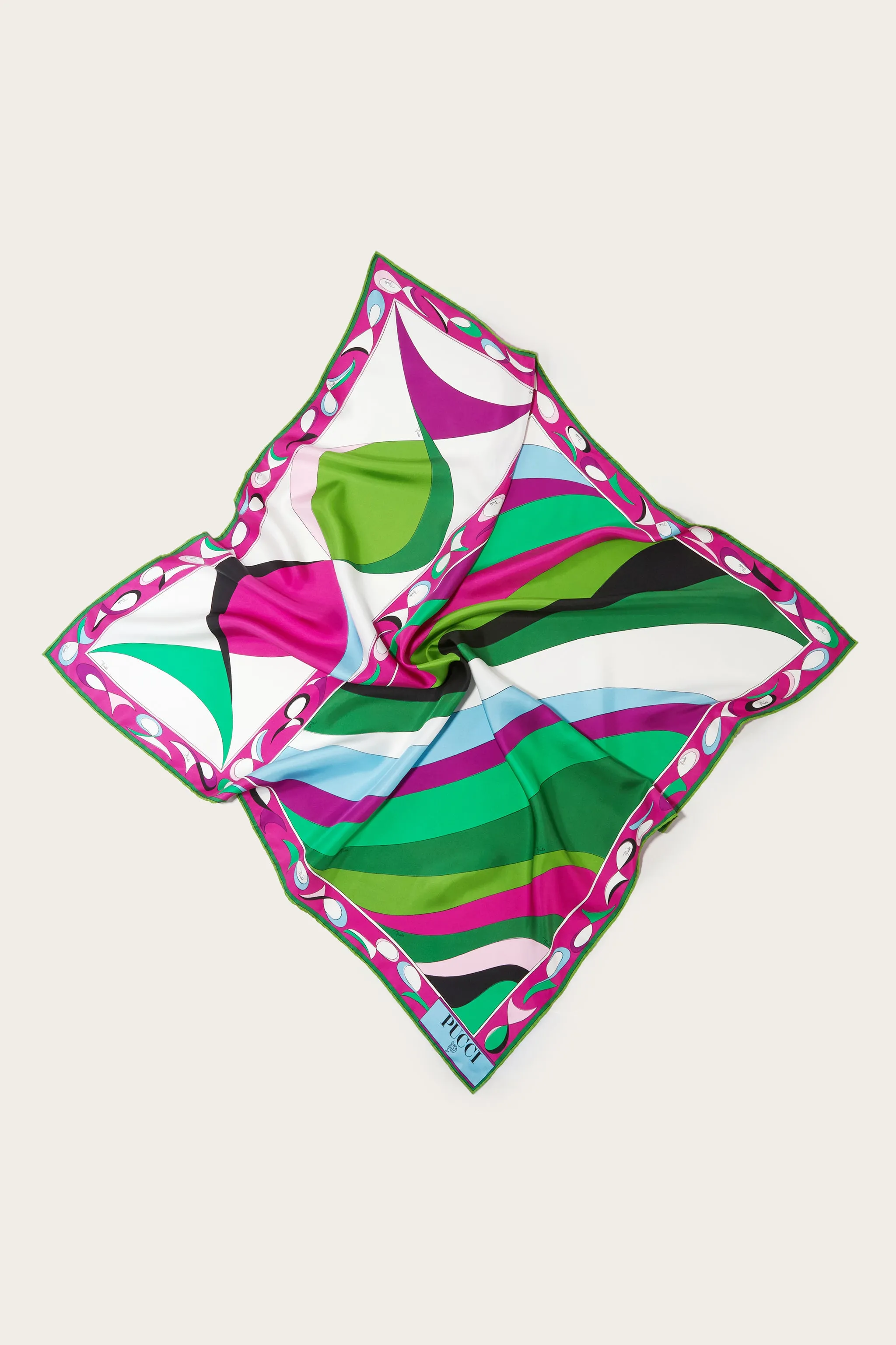 Silk square scarf with fish print