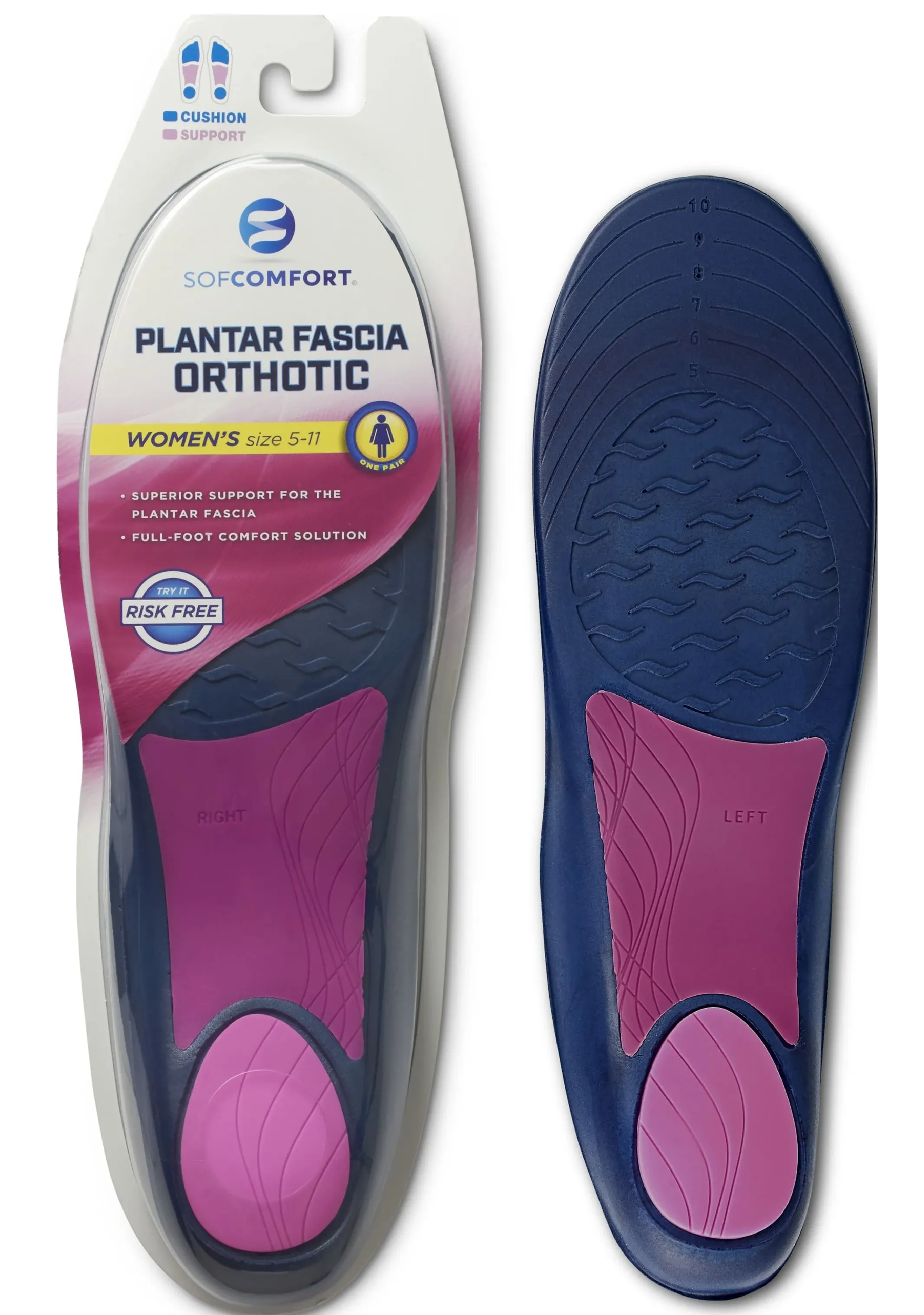 Sof Comfort Plantar Fascia Insole for Women, Full Length - Style 40308