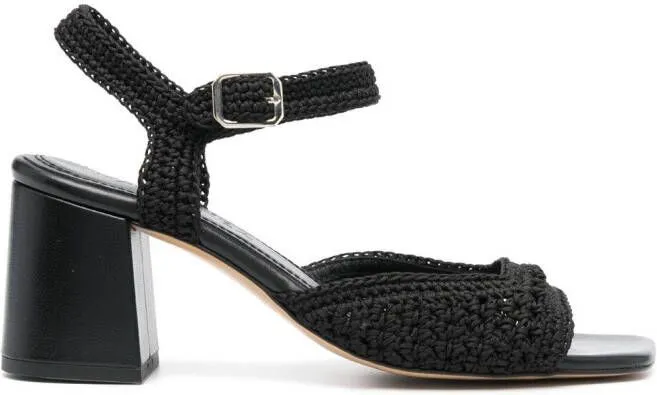 Sicilia 75mm Woven Leather Sandals Black by Souliers Martinez