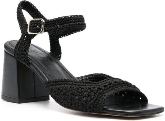 Sicilia 75mm Woven Leather Sandals Black by Souliers Martinez