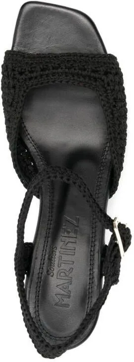 Sicilia 75mm Woven Leather Sandals Black by Souliers Martinez