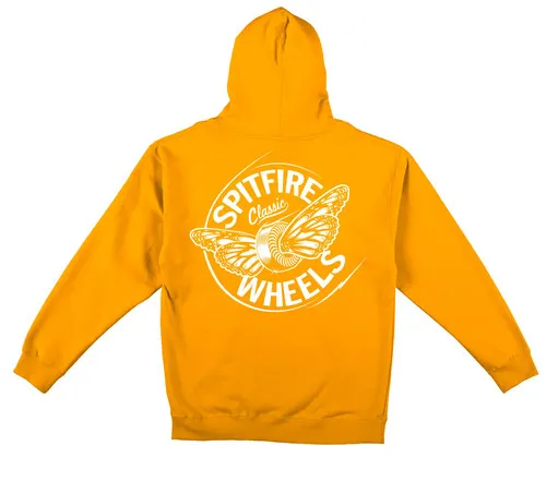 Spitfire Skateboard Wheels Gold Hoodie with Flying Classic Butterfly