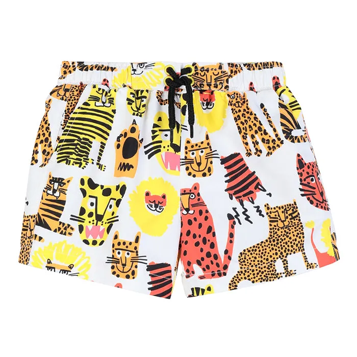 Stella McCartney Baby Swim Shorts With Wild Cats Print Multicolour