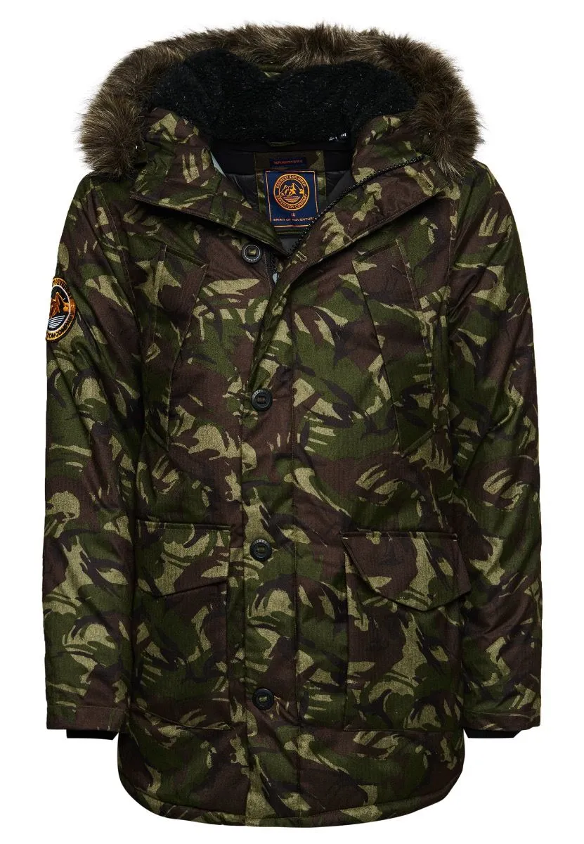 Superdry Hooded Puffer Jacket in Marl Camo Green