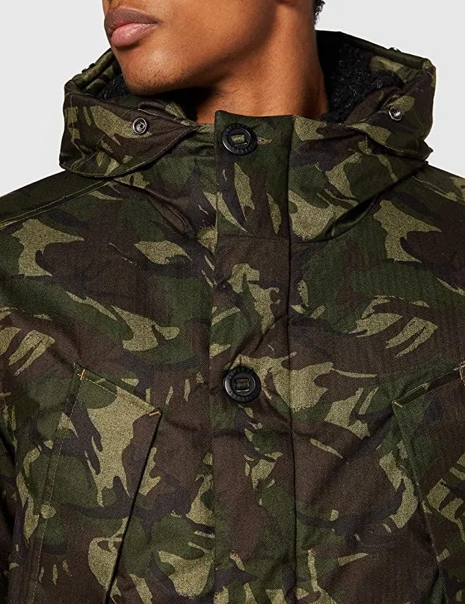 Superdry Hooded Puffer Jacket in Marl Camo Green