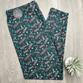 Teal Awareness Ribbon Soft Leggings