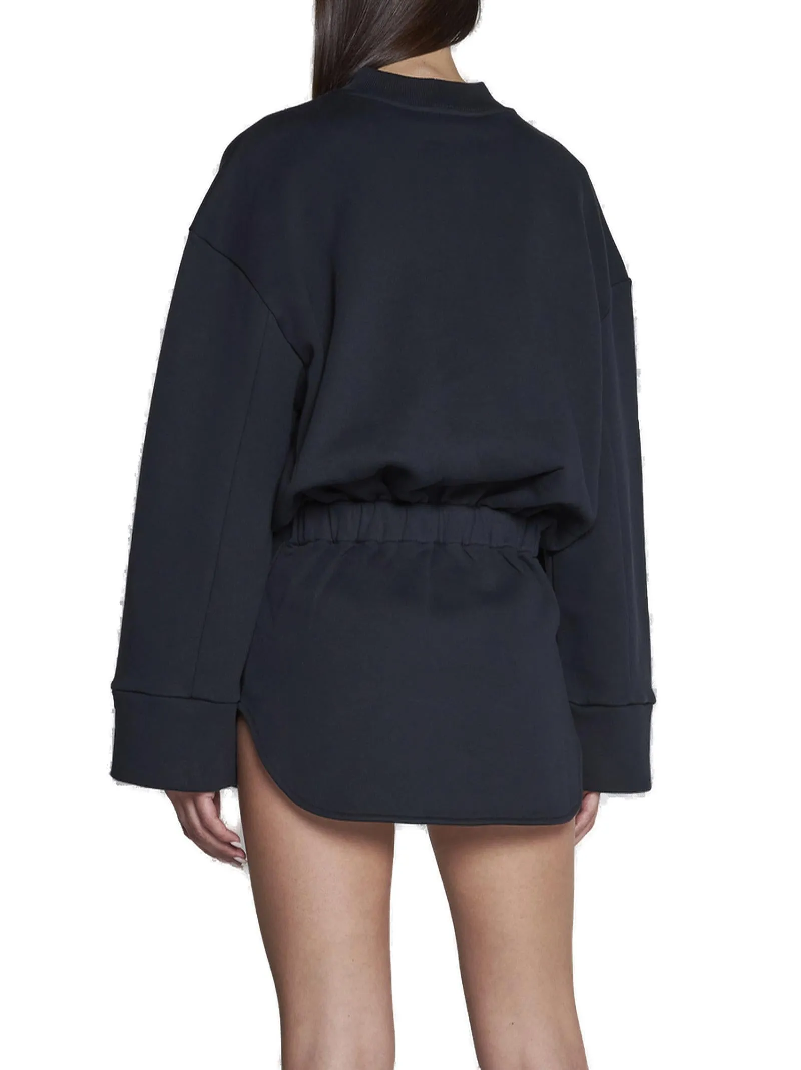 The Attico Irene Long Sleeve Mini Dress with Logo Embossing