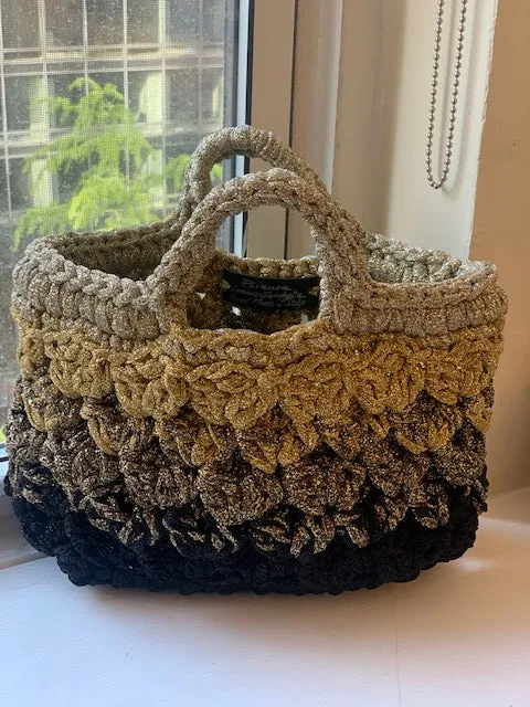 Black & Gold Lurex Lace Basket Bag