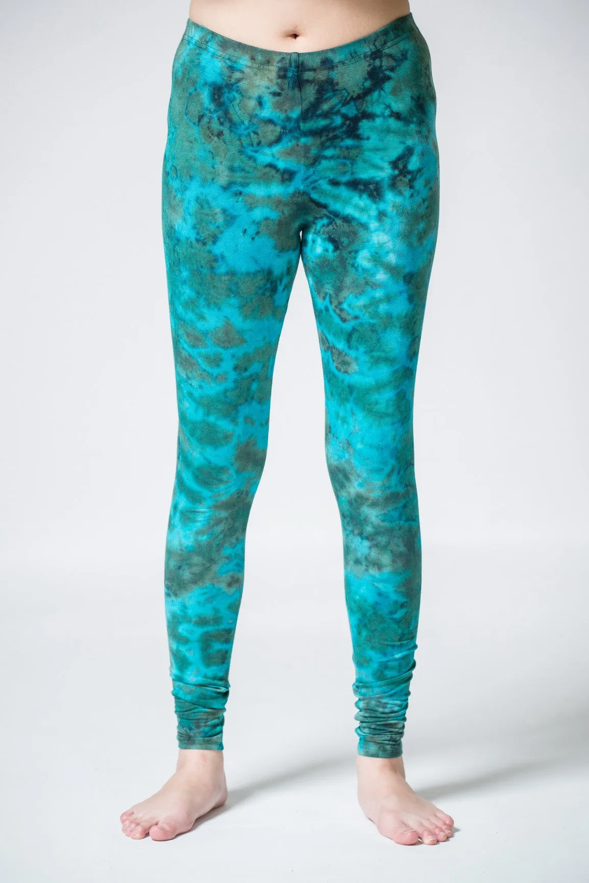 Turquoise Marble Tie Dye Cotton Leggings