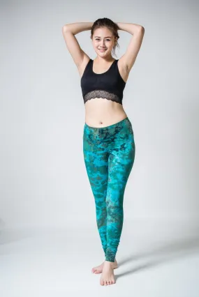 Turquoise Marble Tie Dye Cotton Leggings