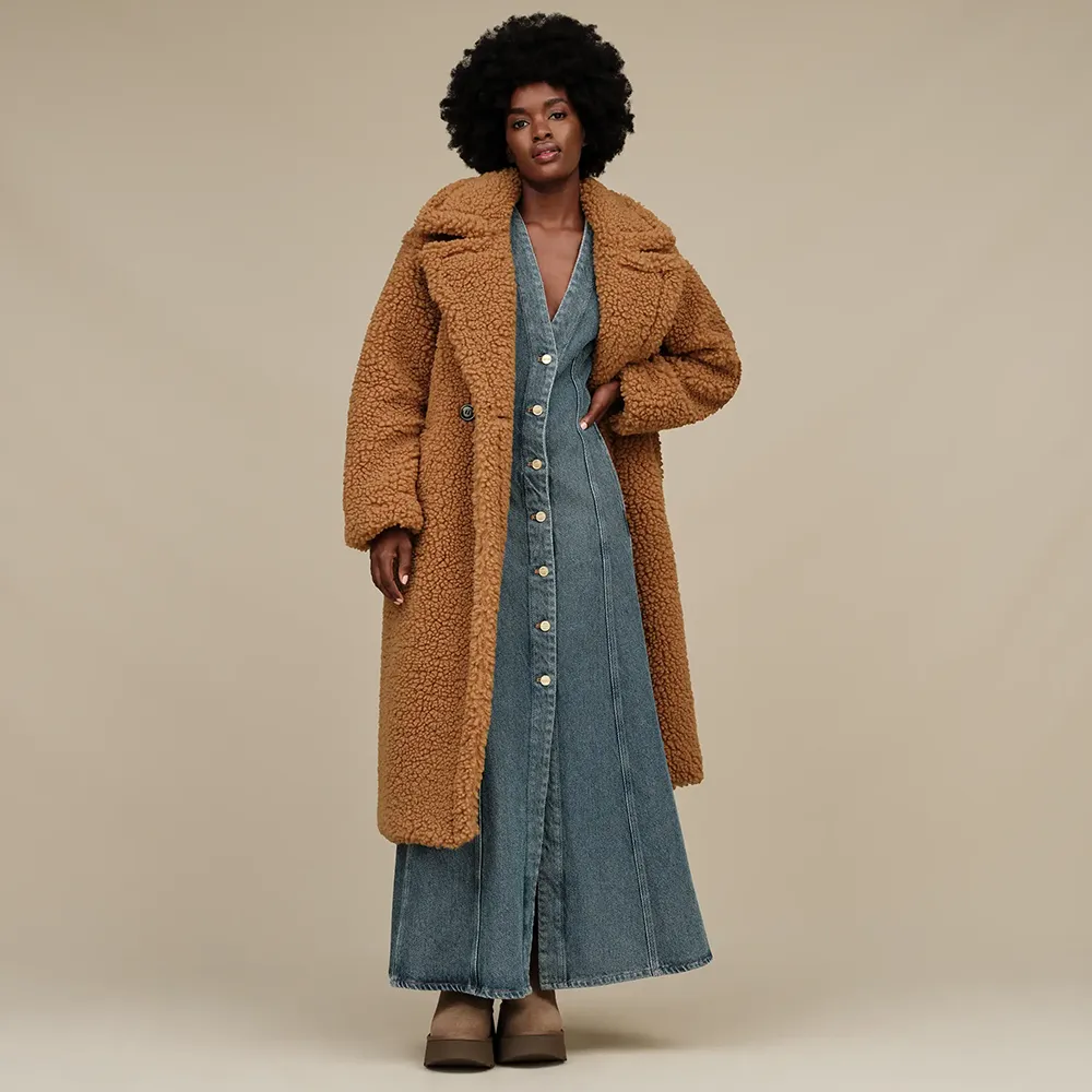 UGG Gertrude Long Teddy Coat Chestnut