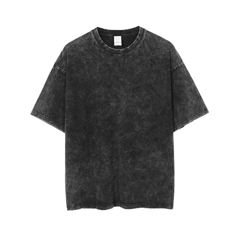 Vintage Black Oversized Acid Washed T-shirt with Heavy Weight