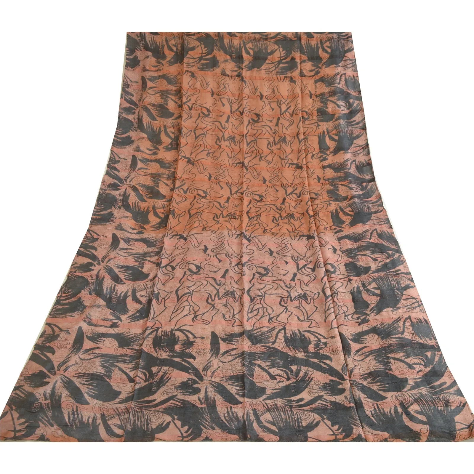 Vintage Pure Silk Peach Hijab Stole Long Dupatta Scarves Wraps Printed Women's Ethnic Indian Silk Wrap Hijabs