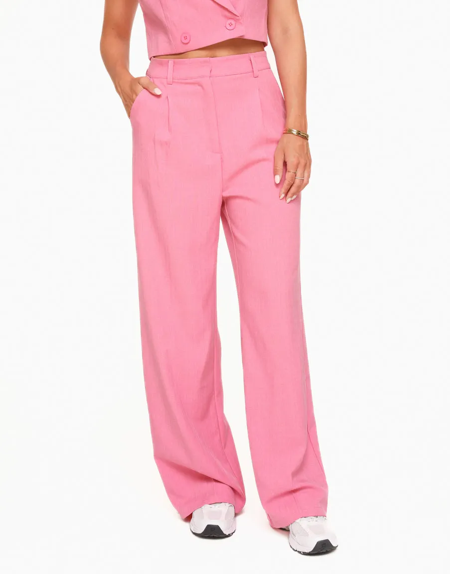 Wide Leg Pants in Pink - Roze Wijde Plattegrond