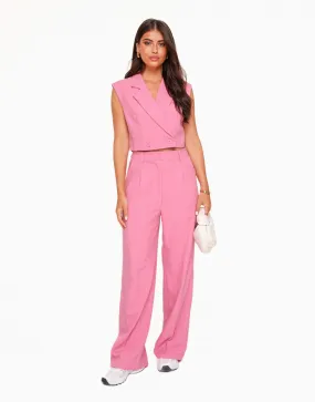 Wide Leg Pants in Pink - Roze Wijde Plattegrond