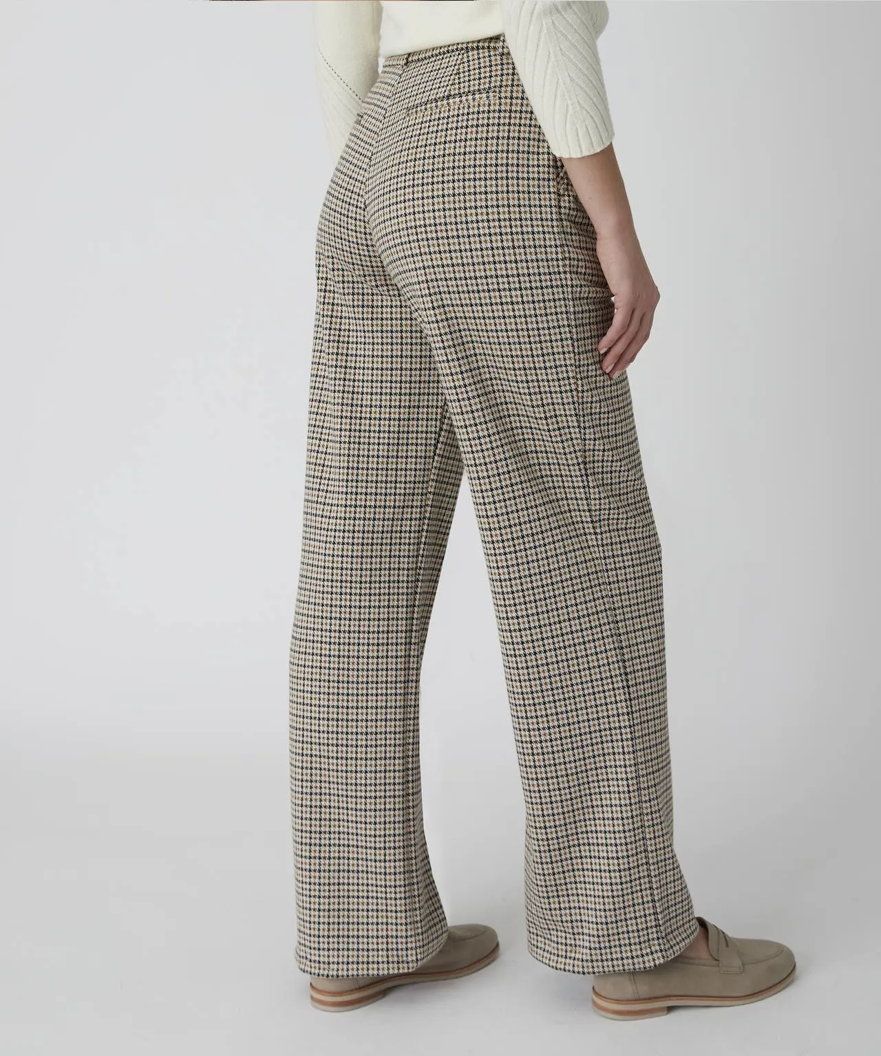 Wide-Leg Stretch Checked Pants