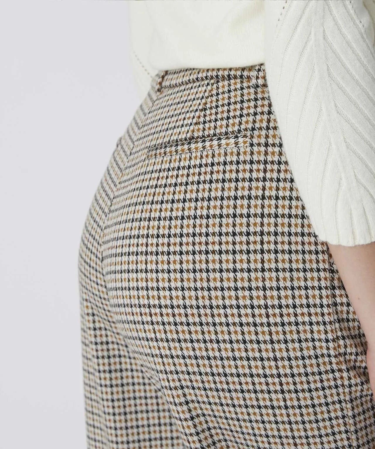 Wide-Leg Stretch Checked Pants