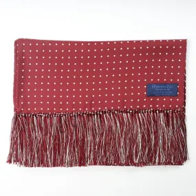 Wine Red and White Polka Dot Silk Infinity Scarf