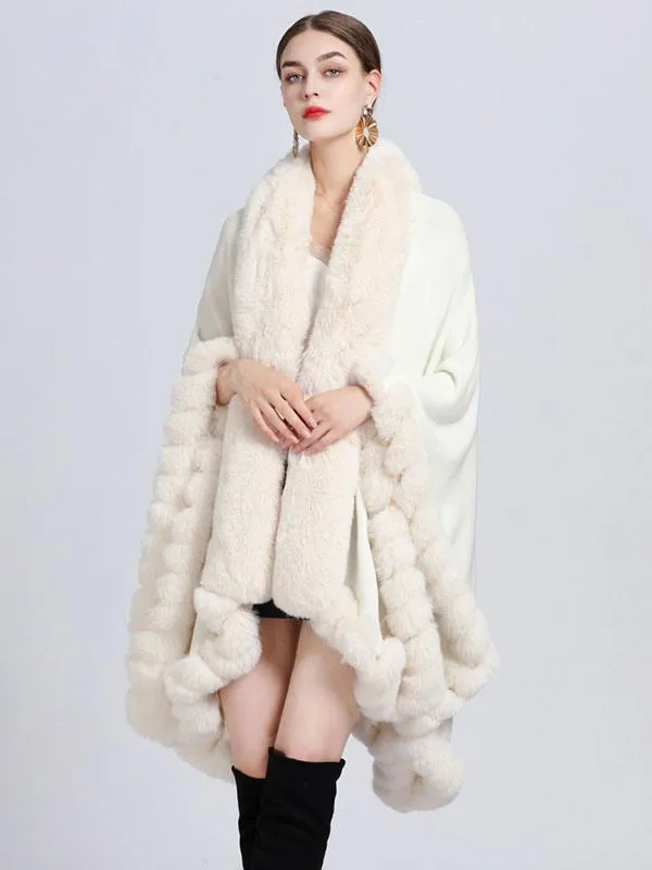 Winter Women's Faux Fur Poncho Cape Coat Outerwear for 2024.