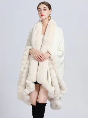 Winter Women's Faux Fur Poncho Cape Coat Outerwear for 2024.